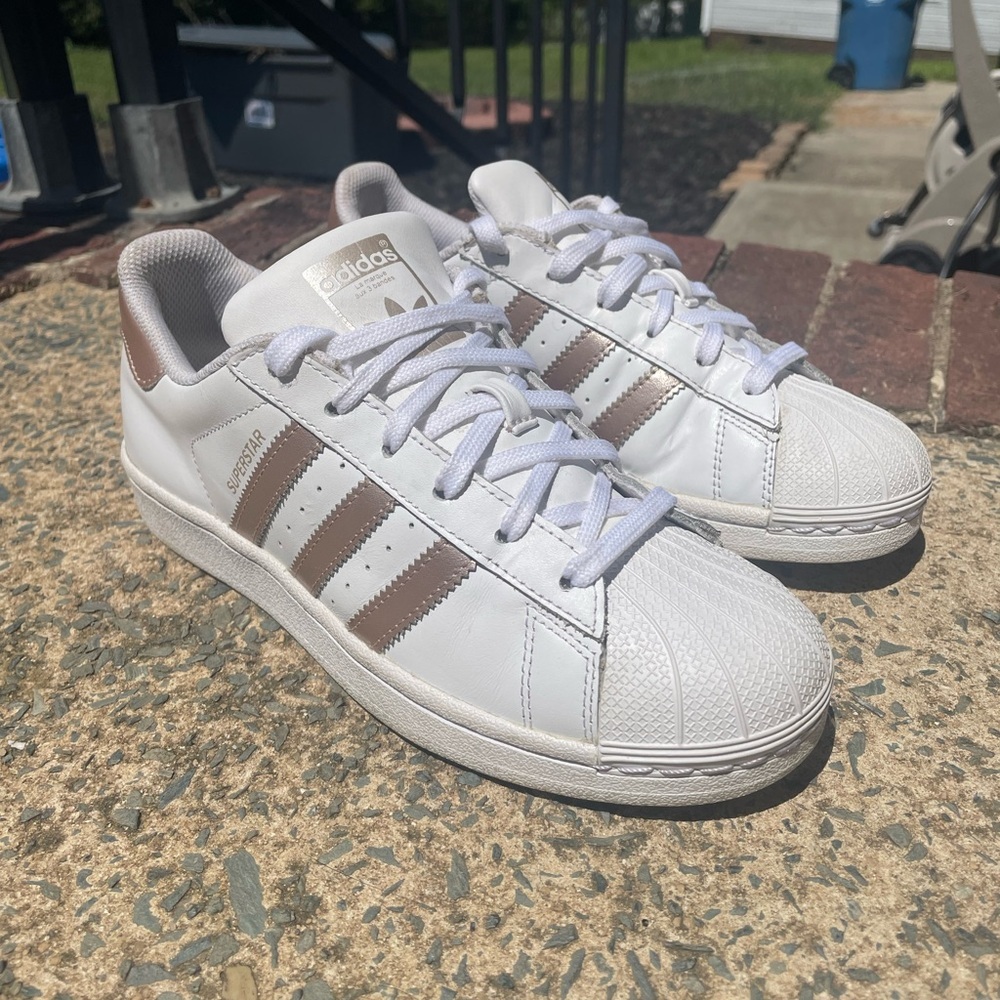 Women’s Rose Gold Adidas Superstar Sneakers